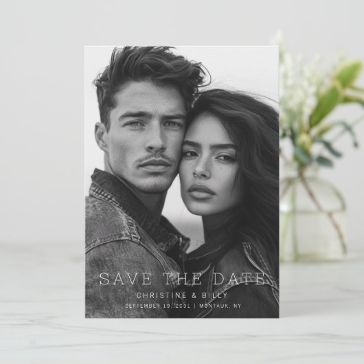 Save The Date Mariage de photo unique moderne Enregistrer la dat (Debout devant)