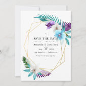 Save The Date Mariage de photos d'orchidées tropicales géométriq (Devant)