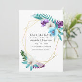 Save The Date Mariage de photos d'orchidées tropicales géométriq (Debout devant)