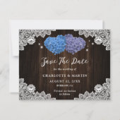 Save The Date Mariage de photos florales violet et bleu (Devant)