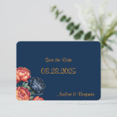 Save The Date Mariage de pivoine Navy et Orange (Debout devant)