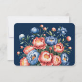 Save The Date Mariage de pivoine Navy et Orange (Dos)