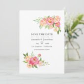 Save The Date Mariage de pivoines aquarelles de printemps Photo (Debout devant)