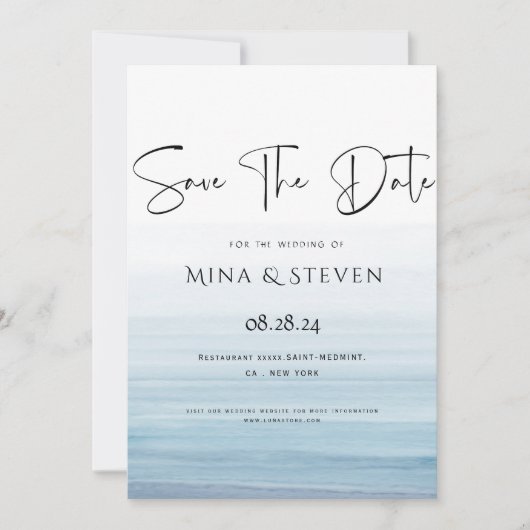 Save The Date Mariage de plage à l'aquarelle moderne (Devant)