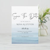 Save The Date Mariage de plage à l'aquarelle moderne (Debout devant)