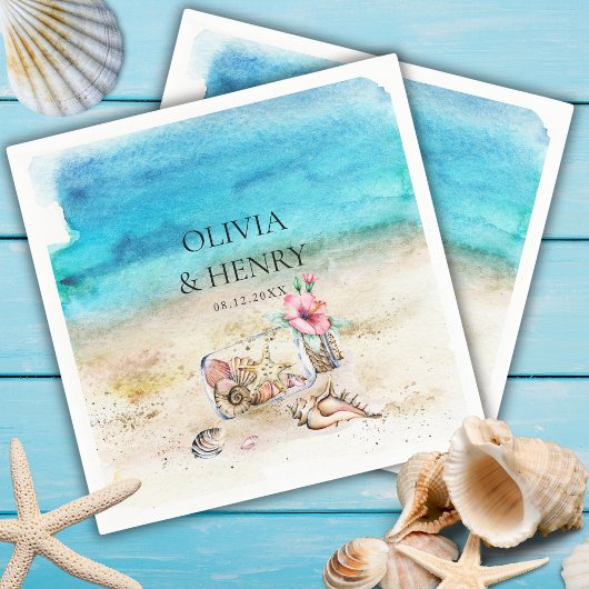 Save The Date Mariage de plage aux étoiles de mer et coquillages