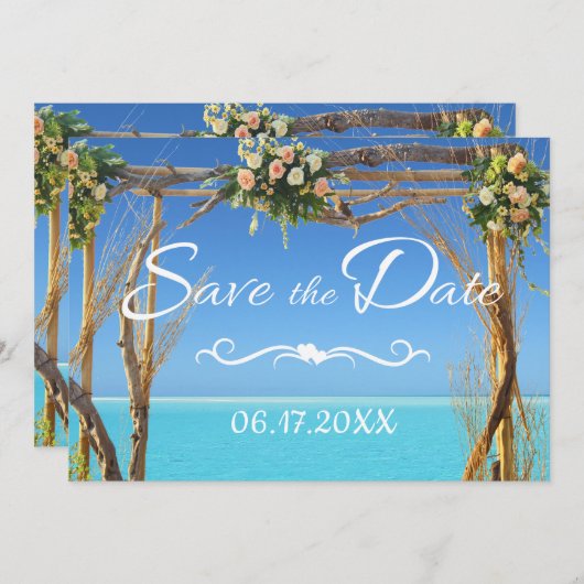 Save The Date Mariage de plage bohème floral en été - Enregistre (Devant / Derrière)
