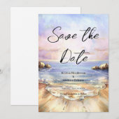 Save The Date Mariage de plage classique modifiable (Devant / Derrière)