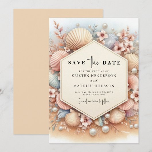 Save The Date Mariage de plage de typographie rustique (Devant / Derrière)