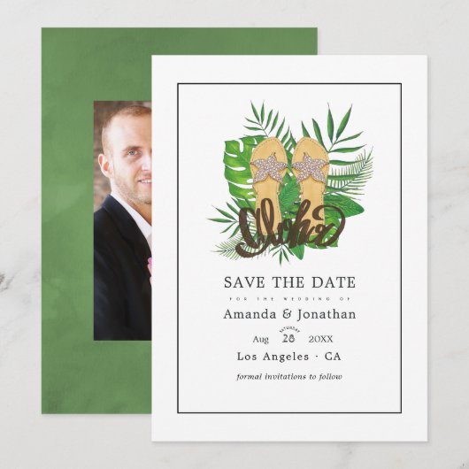 Save The Date Mariage de plage d'été Aloha Enregistrez la date (Devant / Derrière)