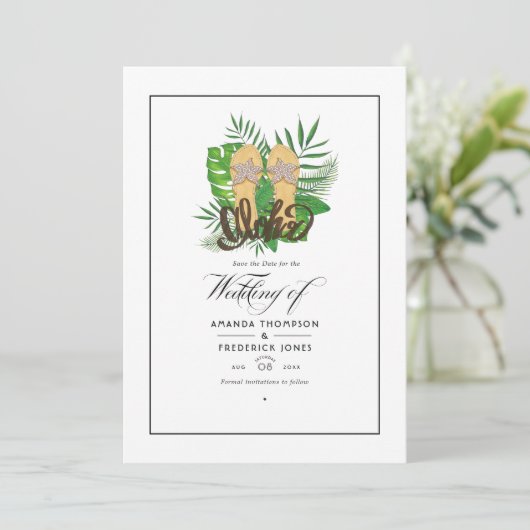 Save The Date Mariage de plage d'été Aloha Enregistrez la date (Debout devant)