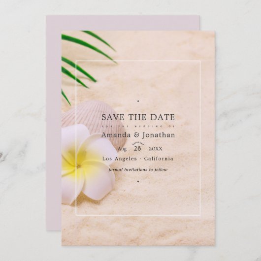 Save The Date Mariage de plage d'été, Sauvegarder la date (Devant / Derrière)