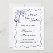 Save The Date Mariage de plage doodlé à la main sur la côte (Devant)