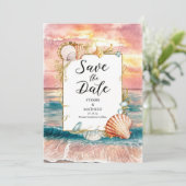 Save The Date Mariage de plage élégant (Debout devant)