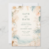 Save The Date Mariage de plage élégant à rayures côtières (Devant)