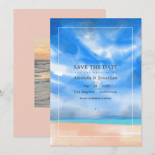 Save The Date Mariage de plage en aquarelle en été Photo Enregis