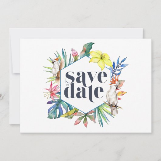 Save The Date Mariage de plage fleurie tropicale (Devant)