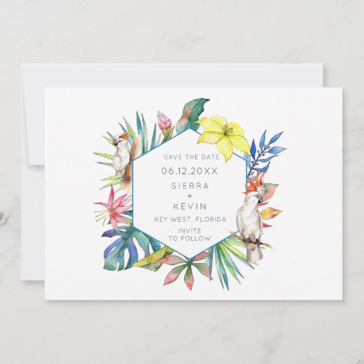 Save The Date Mariage de plage fleurie tropicale (Dos)