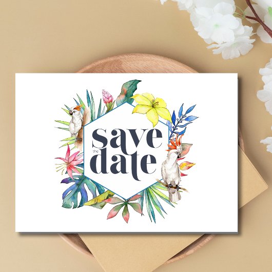 Save The Date Mariage de plage fleurie tropicale