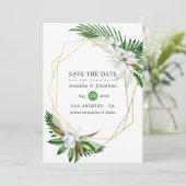 Save The Date Mariage de plage floral tropical géométrique (Debout devant)