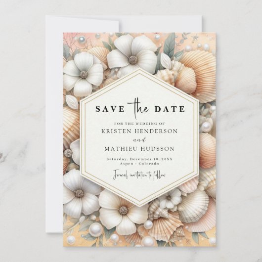 Save The Date Mariage de plage minimal chic (Devant)
