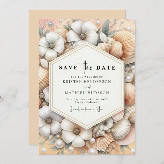 Save The Date Mariage de plage minimal chic (Devant / Derrière)