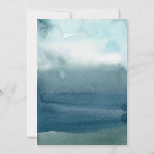 Save The Date Mariage de plage moderne aquarelle bleu (Dos)