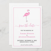 Save The Date Mariage de plage moderne au flamant rose tropical (Devant / Derrière)