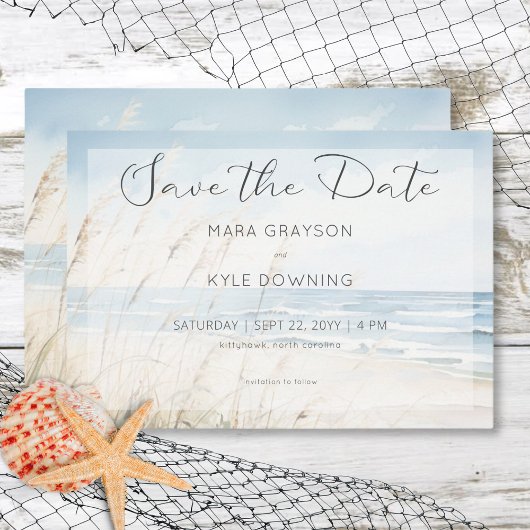 Save The Date Mariage de plage moderne en bord de mer