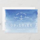 Save The Date Mariage de plage nautique aquarelle enregistrer la (Devant / Derrière)