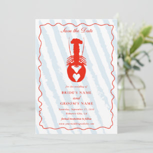 Save The Date Mariage de plage nautique rayures bleues cœur de h