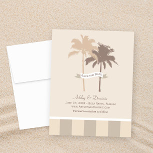 Save The Date Mariage de plage neutre sous les palmiers