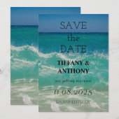 Save The Date Mariage de plage océanique d'été moderne (Devant / Derrière)