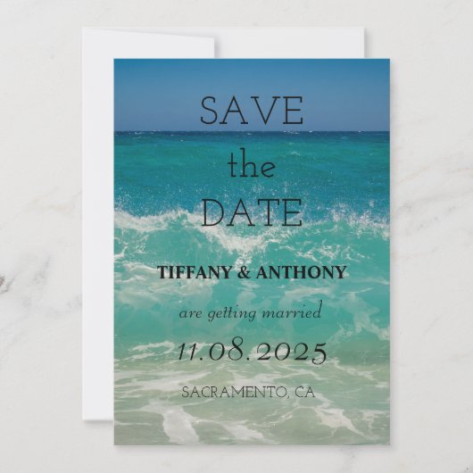 Save The Date Mariage de plage océanique d'été moderne (Devant)