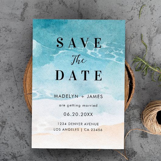 Save The Date Mariage de plage océanique d'été moderne