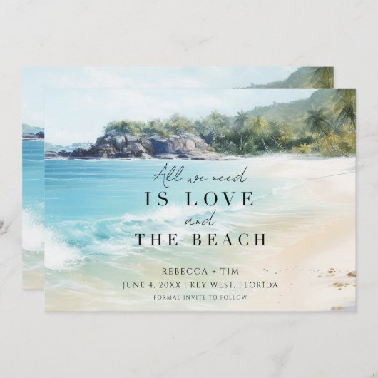 Save The Date Mariage de plage simple (Devant / Derrière)