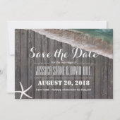 Save The Date Mariage de plage Starfish Wood Enregistrer la date (Devant)