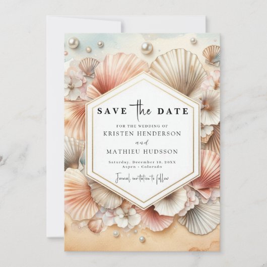 Save The Date Mariage de plage tropical unique (Devant)