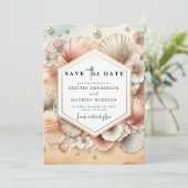 Save The Date Mariage de plage tropical unique (Debout devant)