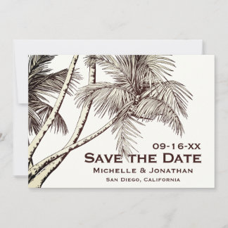 Save The Date Mariage de plage Tropical Vintage Palm Trees