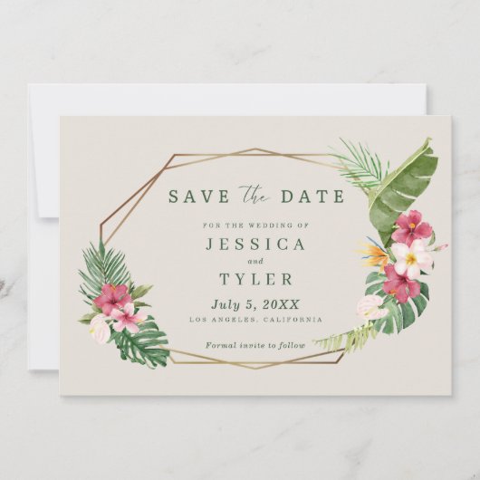 Save The Date Mariage de plage tropicale (Devant)