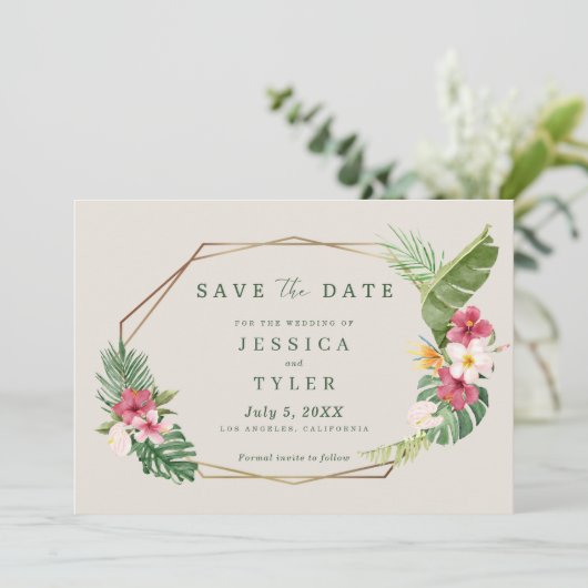 Save The Date Mariage de plage tropicale (Debout devant)