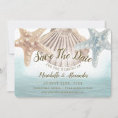 Save The Date Mariage de plage tropicale étoile de mer coquillag (Devant)
