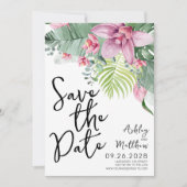 Save The Date Mariage de plage tropicale florale (Devant)