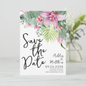 Save The Date Mariage de plage tropicale florale (Debout devant)