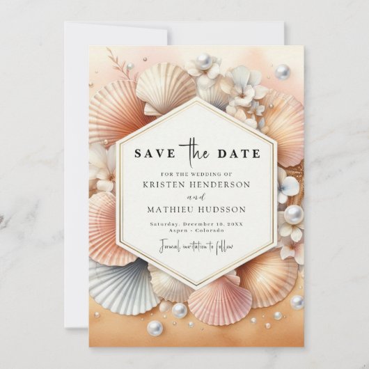 Save The Date Mariage de plage unique élégant (Devant)