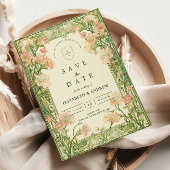 Save The Date Mariage de pois doux rose Art nouveau