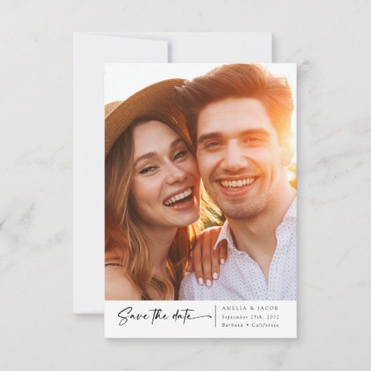 Save The Date Mariage de police de script de photo moderne (Devant)