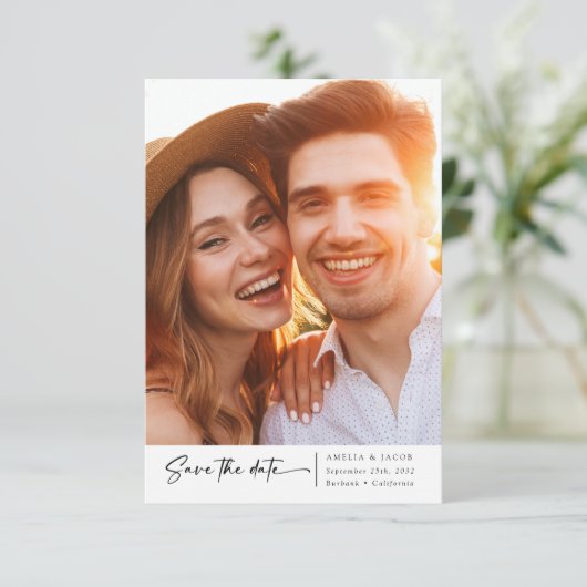 Save The Date Mariage de police de script de photo moderne (Debout devant)