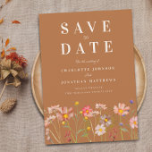 Save The Date Mariage de prairie Fleur sauvage en terre cuite
